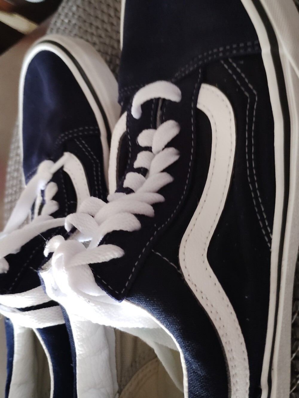 Women's Navy and White Skate-Style Canvas Sneakers